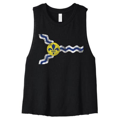 St. Louis Miss Souri Fleur De Lis Flag Women's Racerback Cropped Tank