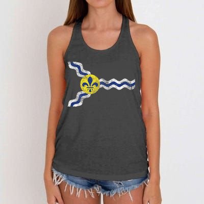 St. Louis Miss Souri Fleur De Lis Flag Women's Knotted Racerback Tank