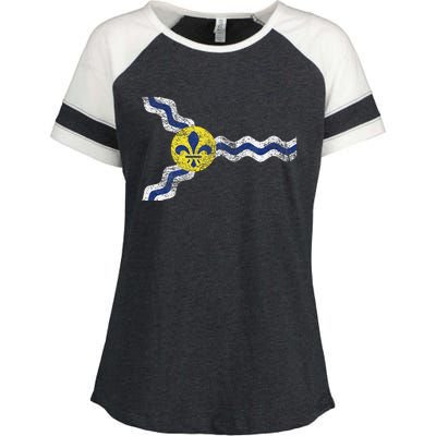 St. Louis Miss Souri Fleur De Lis Flag Enza Ladies Jersey Colorblock Tee