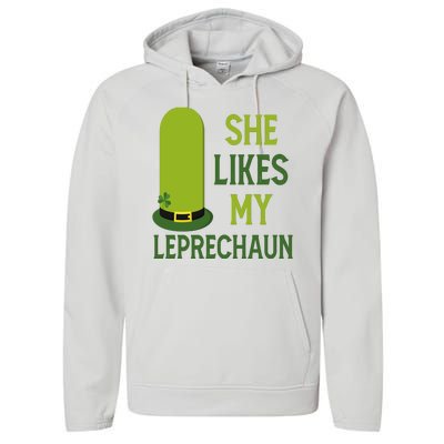 She Likes My Leprechaun Funny St Patricks Day Performance Fleece Hoodie