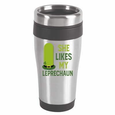 She Likes My Leprechaun Funny St Patricks Day 16oz Travel Tumbler