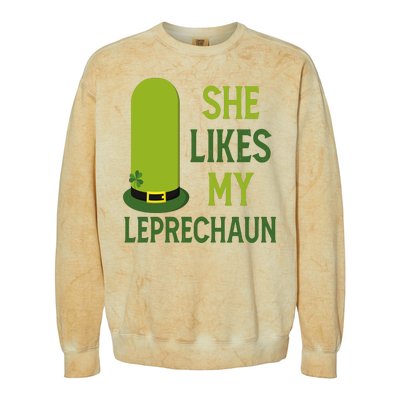 She Likes My Leprechaun Funny St Patricks Day Colorblast Crewneck Sweatshirt