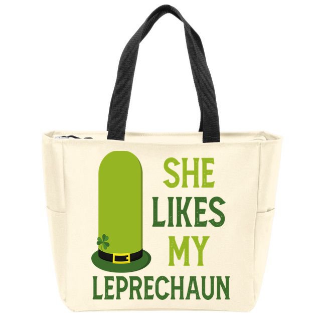 She Likes My Leprechaun Funny St Patricks Day Zip Tote Bag