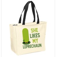 She Likes My Leprechaun Funny St Patricks Day Zip Tote Bag