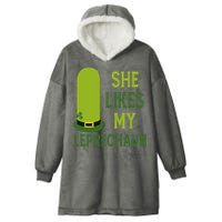 She Likes My Leprechaun Funny St Patricks Day Hooded Wearable Blanket
