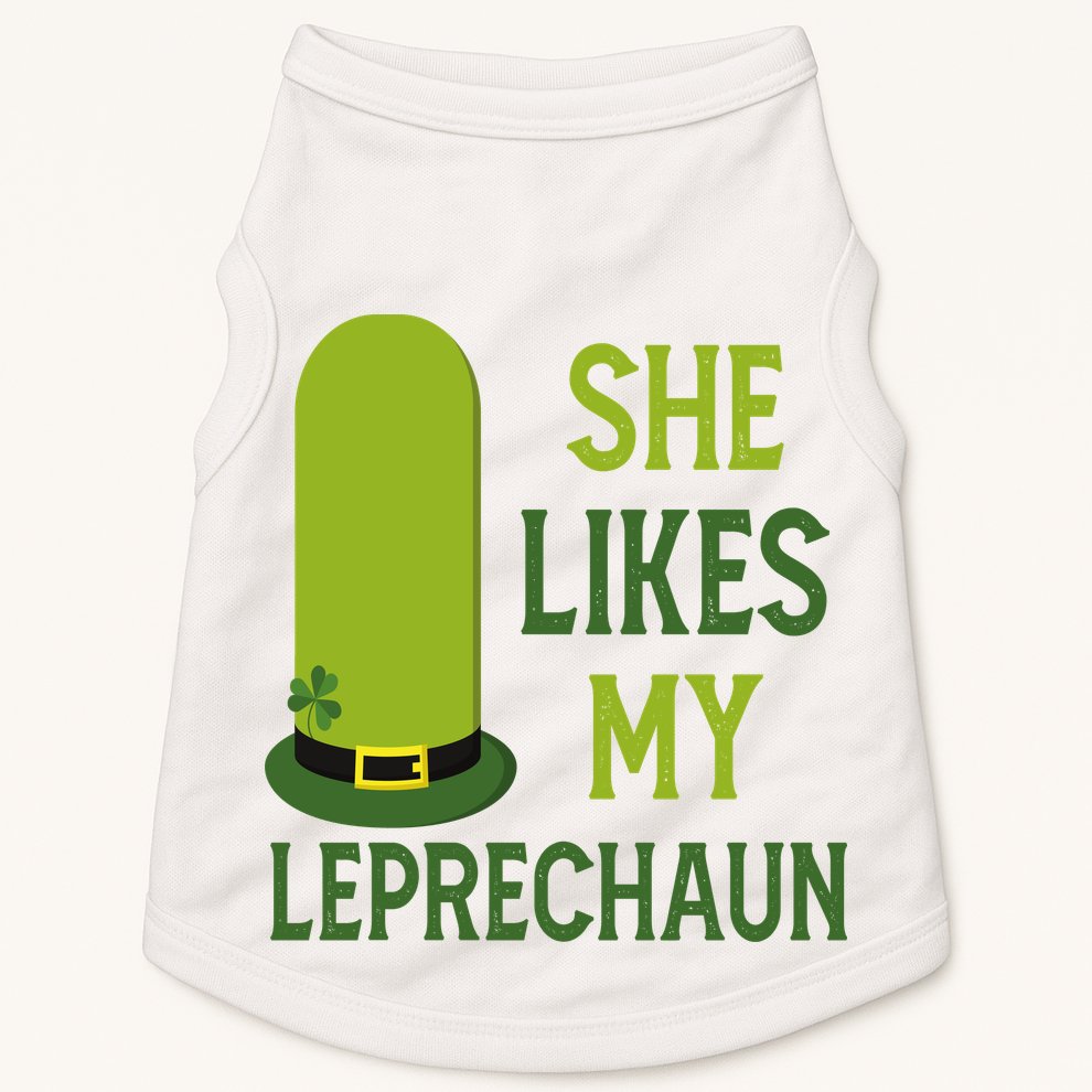 She Likes My Leprechaun Funny St Patricks Day Doggie Tank