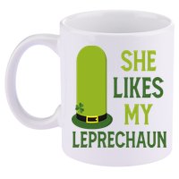 She Likes My Leprechaun Funny St Patricks Day 11oz C Handle Ceramic Mug