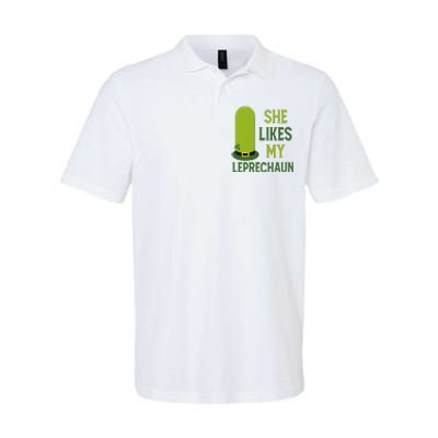 She Likes My Leprechaun Funny St Patricks Day Softstyle Adult Sport Polo