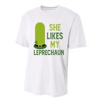 She Likes My Leprechaun Funny St Patricks Day Youth Performance Sprint T-Shirt
