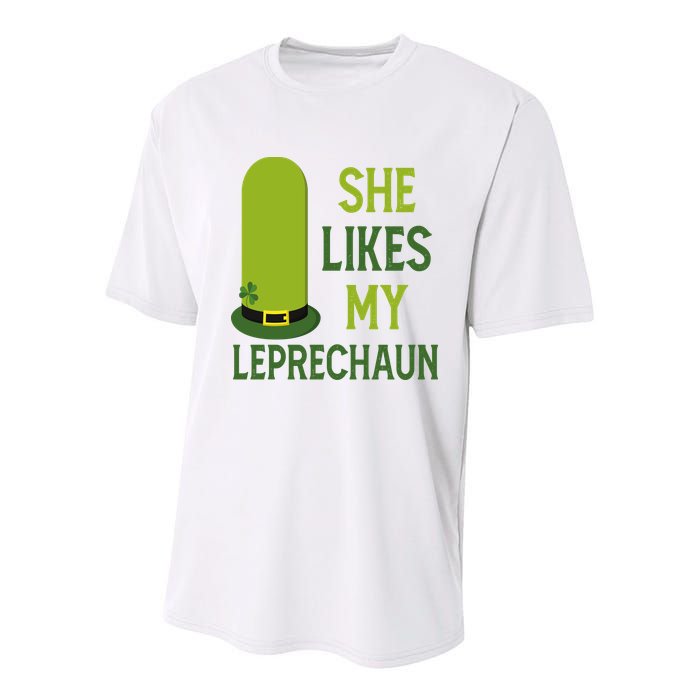 She Likes My Leprechaun Funny St Patricks Day Youth Performance Sprint T-Shirt