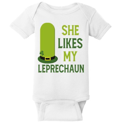 She Likes My Leprechaun Funny St Patricks Day Baby Bodysuit
