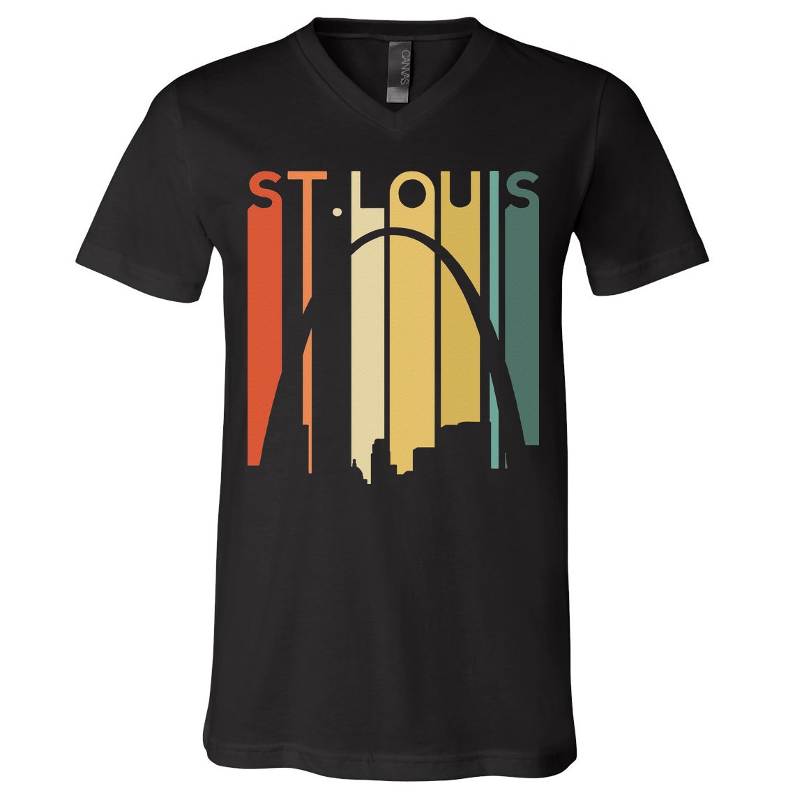 St Louis Missouri Gateway Arch Retro Mississippi River Lou V-Neck T-Shirt