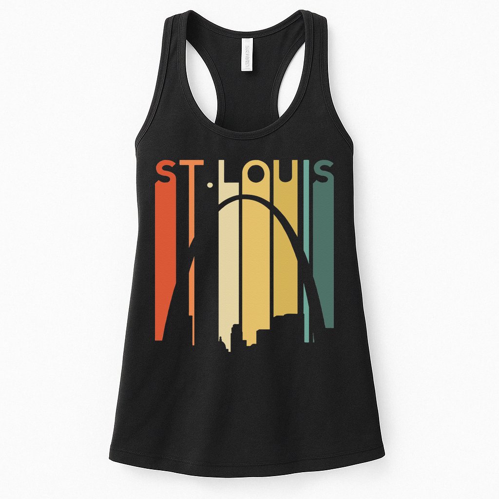 St Louis Missouri Gateway Arch Retro Mississippi River Lou Womens Tank Top