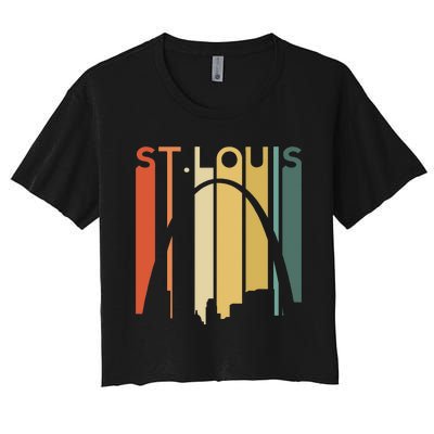 St Louis Missouri Gateway Arch Retro Mississippi River Lou Women's Crop Top Tee