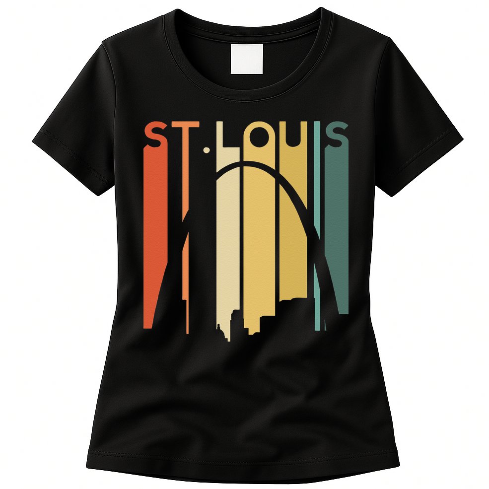 St Louis Missouri Gateway Arch Retro Mississippi River Lou Womens T-Shirt