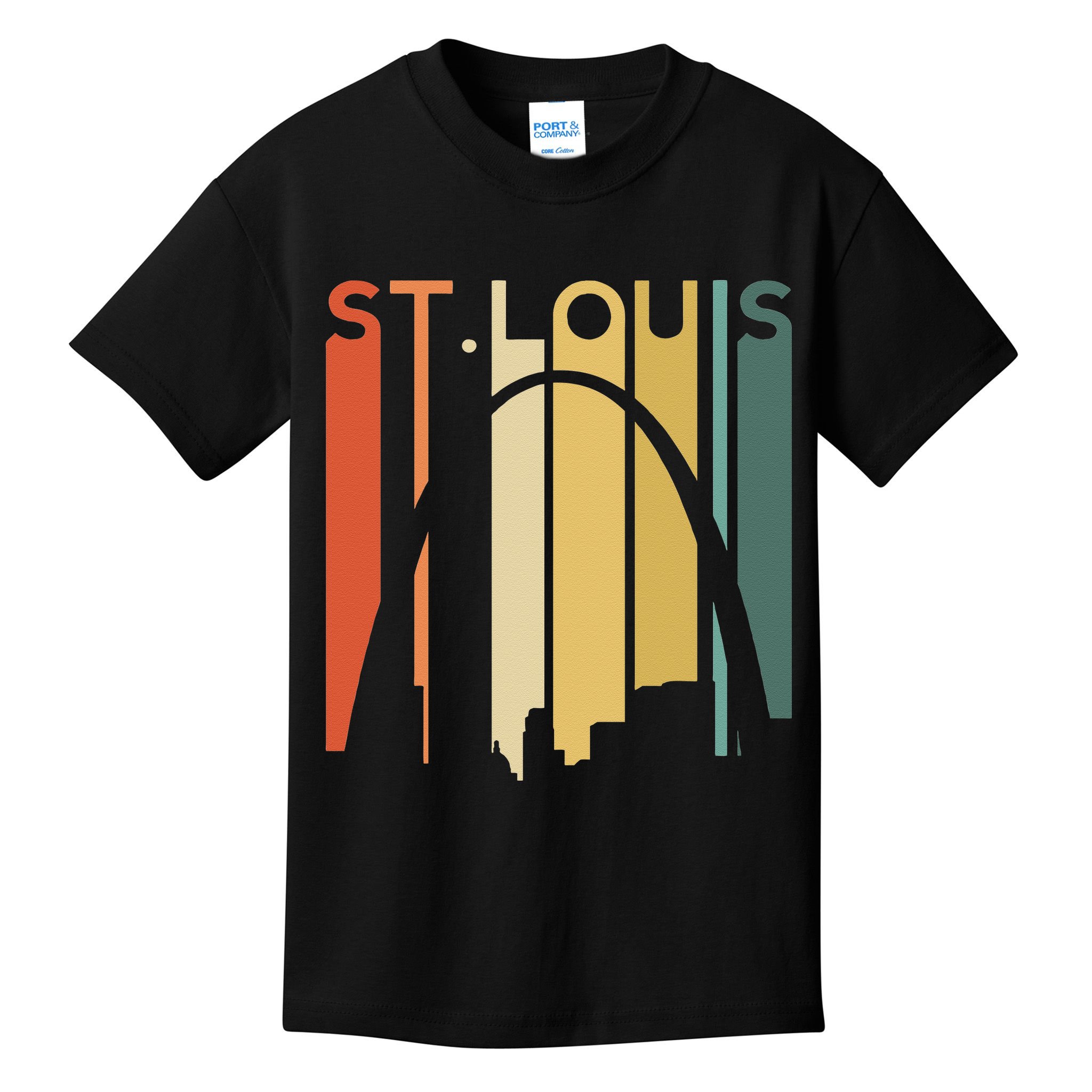 St Louis Missouri Gateway Arch Retro Mississippi River Lou Kids T-Shirt