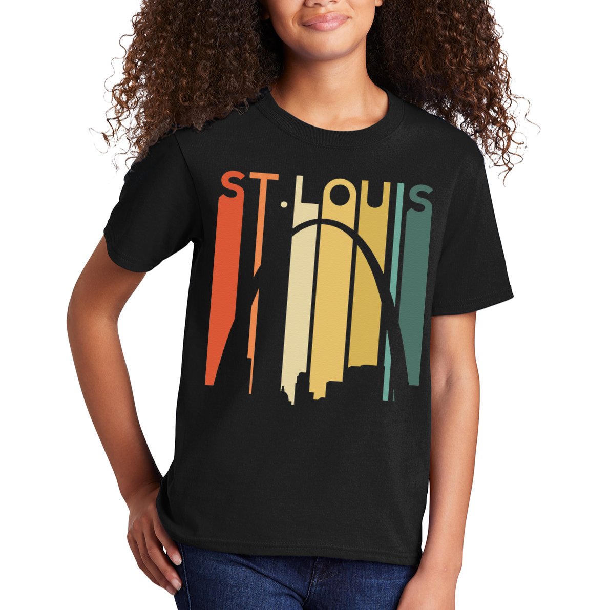 St Louis Missouri Gateway Arch Retro Mississippi River Lou Kids T-Shirt