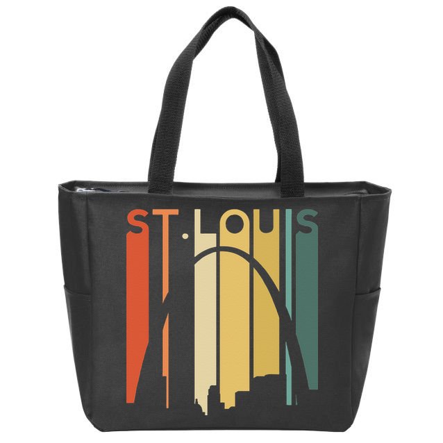 St Louis Missouri Gateway Arch Retro Mississippi River Lou Zip Tote Bag