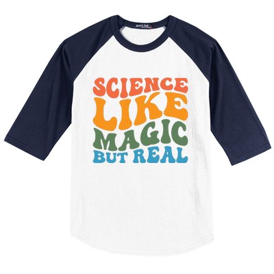 Science Like Magic But Real Retro Artwork Baseball Sleeve Shirt