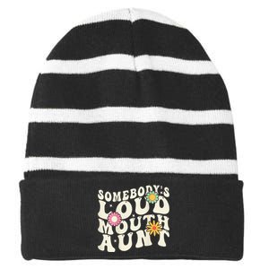 Somebody's loud mouth aunt Striped Beanie with Solid Band