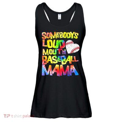Somebody's loud mouth Baseball Mama Baseball Heart Cute Mom Ladies Essential Flowy Tank