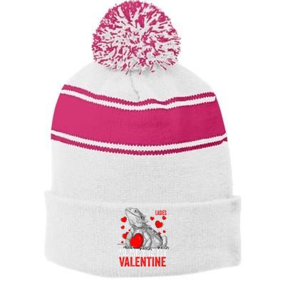 Sorry Ladies Mommy Is My Valentine Bearded Dragon Rescue Stripe Pom Pom Beanie