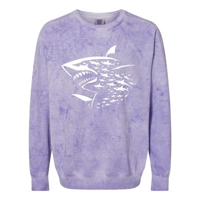 Sharks Lover Marine Biology Science Shark Colorblast Crewneck Sweatshirt