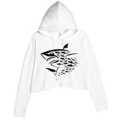 Sharks Lover Marine Biology Science Shark Crop Fleece Hoodie