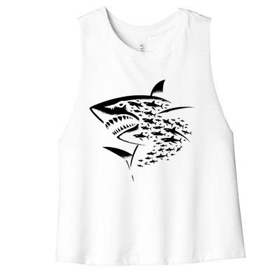 Sharks Lover Marine Biology Science Shark Women's Racerback Cropped Tank