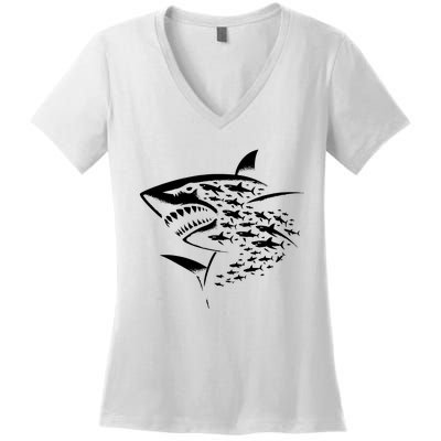 Sharks Lover Marine Biology Science Shark Women's V-Neck T-Shirt