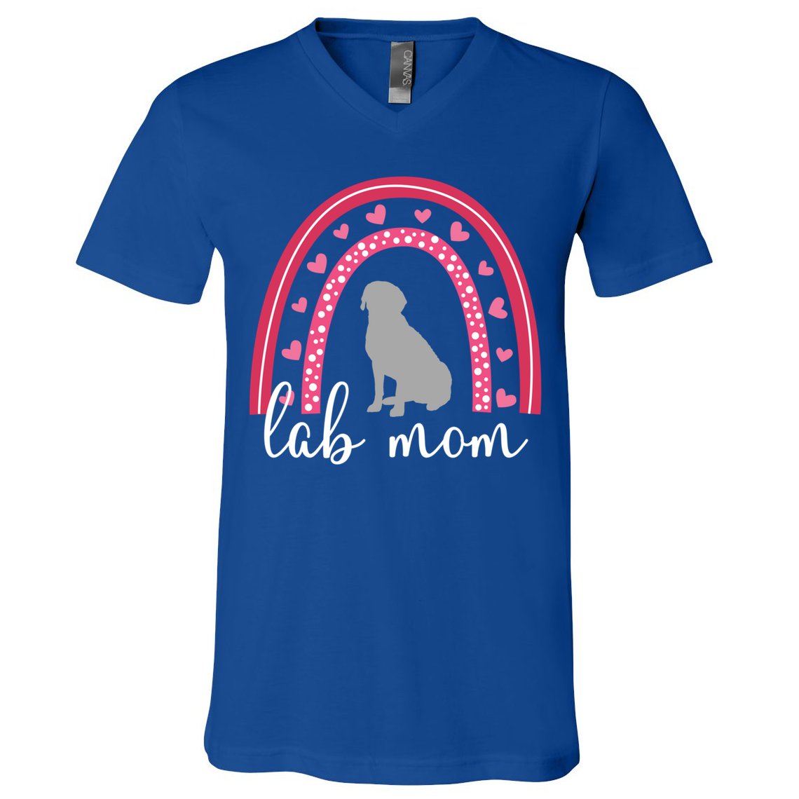 Silver Lab Mom ValentineS Day Labrador Rainbow Cool Gift V-Neck T-Shirt