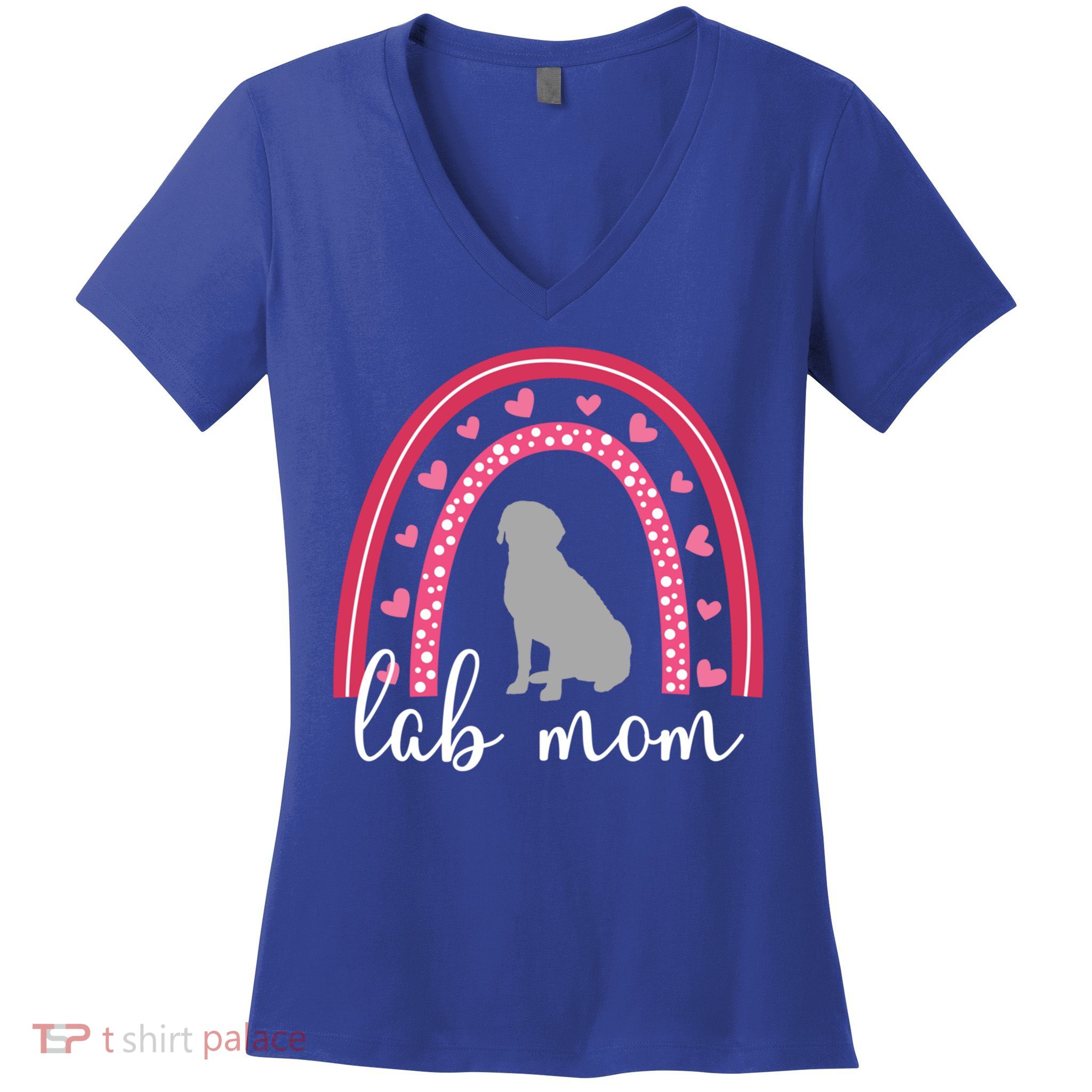 Silver Lab Mom ValentineS Day Labrador Rainbow Cool Gift Women's V-Neck T-Shirt