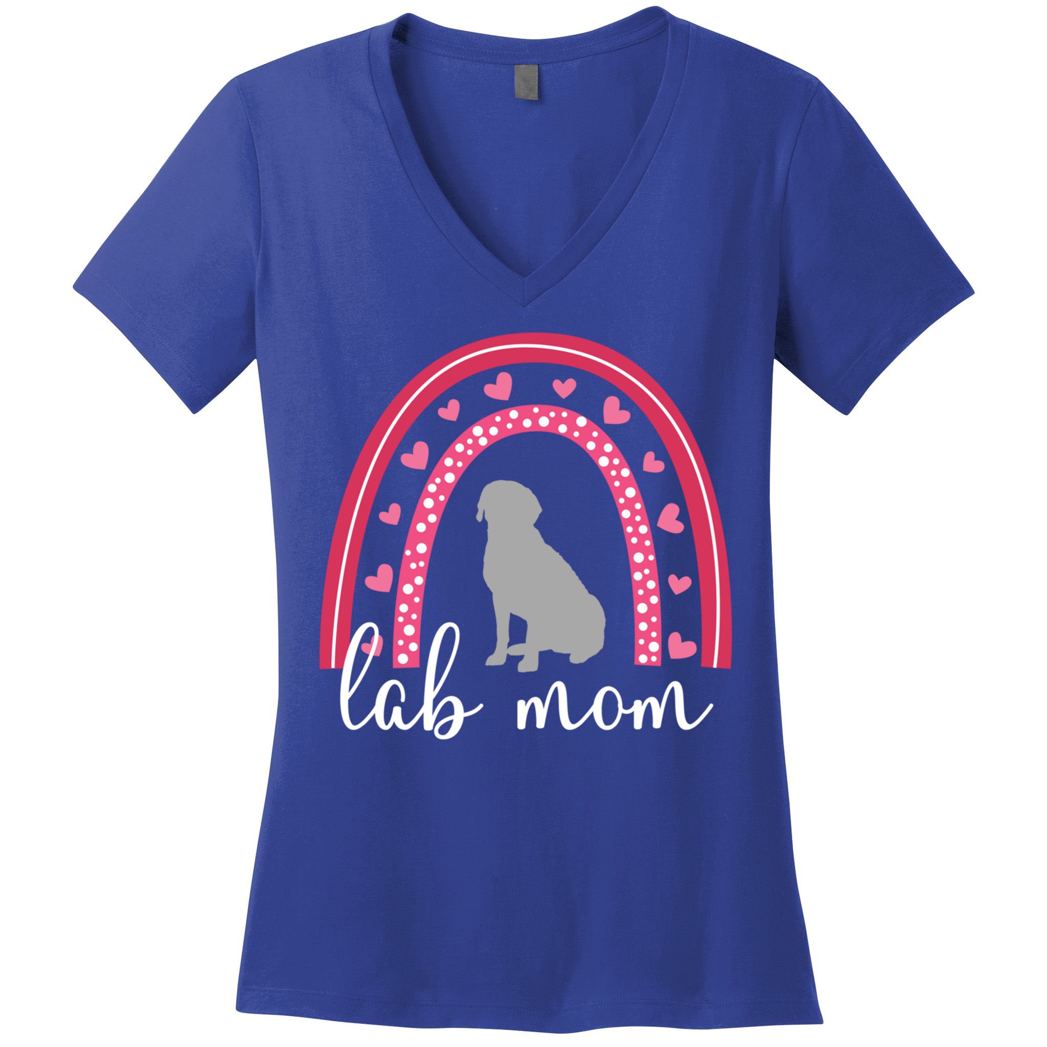 Silver Lab Mom ValentineS Day Labrador Rainbow Cool Gift Women's V-Neck T-Shirt