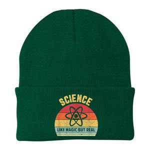 Science Like Magic But Real Funny Retro Science Teacher Knit Cap Winter Beanie