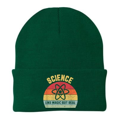 Science Like Magic But Real Funny Retro Science Teacher Knit Cap Winter Beanie