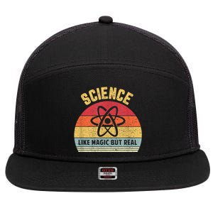 Science Like Magic But Real Funny Retro Science Teacher 7 Panel Mesh Trucker Snapback Hat