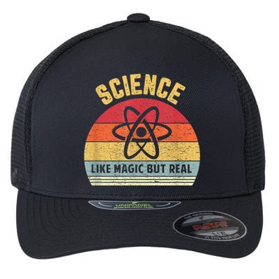 Science Like Magic But Real Funny Retro Science Teacher Flexfit Unipanel Trucker Cap