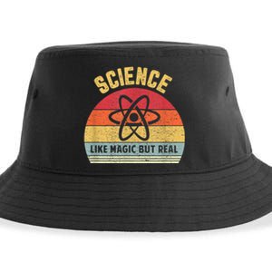 Science Like Magic But Real Funny Retro Science Teacher Sustainable Bucket Hat