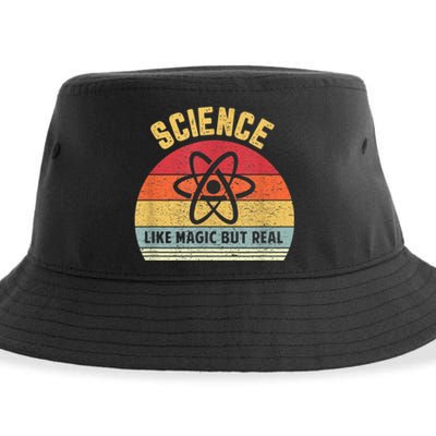 Science Like Magic But Real Funny Retro Science Teacher Sustainable Bucket Hat