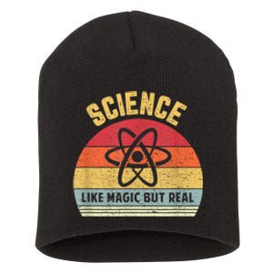 Science Like Magic But Real Funny Retro Science Teacher Short Acrylic Beanie