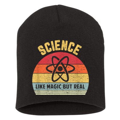 Science Like Magic But Real Funny Retro Science Teacher Short Acrylic Beanie