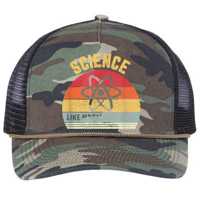 Science Like Magic But Real Funny Retro Science Teacher Retro Rope Trucker Hat Cap