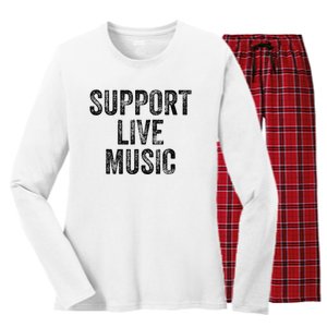 Support Live Music Concert Music Band Lover Live Women's Long Sleeve Flannel Pajama Set 