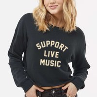 Support Live Music Musicians Local Bands Artists Music Lover Cropped Pullover Crew