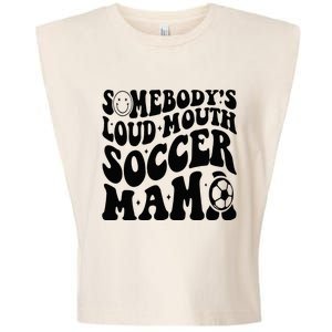 Somebody’s Loud Mouth Soccer Mama Retro Wavy Groovy Back Garment-Dyed Women's Muscle Tee