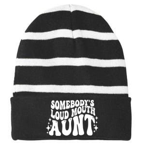 Somebody’s Loud Mouth Aunt Retro Wavy Groovy Striped Beanie with Solid Band