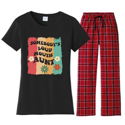 Somebody's loud mouth aunt Retro Groovy Wo Girl Boy Women's Flannel Pajama Set