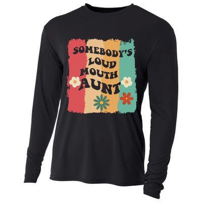 Somebody's loud mouth aunt Retro Groovy Wo Girl Boy Cooling Performance Long Sleeve Crew