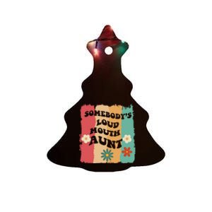 Somebody's loud mouth aunt Retro Groovy Wo Girl Boy Ceramic Tree Ornament