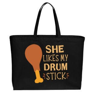 She Likes My Drum Stick Funny Couple Matching Thanksgiving Cotton Canvas Jumbo Tote